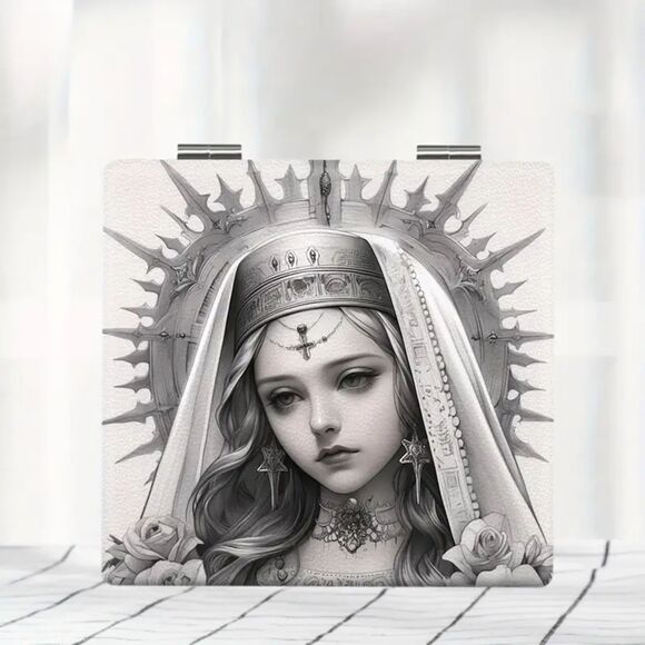 Gothic Angel, Madonna, Saint, Celestial Compact Portable Makeup Mirror - Picture 1 of 4